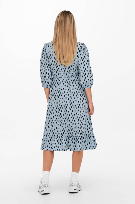 ONLY wikkeljurk ONLOLIVIA met all over print en volant lichtblauw/zwart