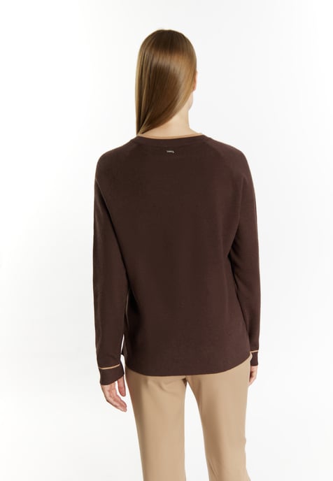 Dreimaster Strickpullover Damen Dunkelbraun Sand - Image 4