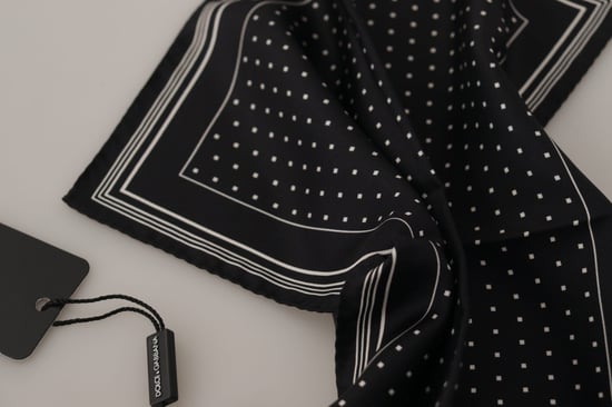 Dolce & Gabbana Black Polka Dots DG Logo Square Men's Handkerchief