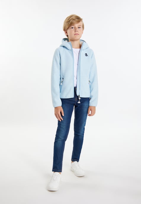 Schmuddelwedda Strickfleeceblouson Jungs Eisblau Melange - Image 2