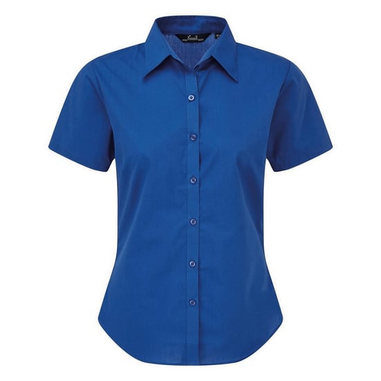 Premier Damen Kurzarm Popeline Bluse / Arbeitshemd (Königsblau) - Image 1