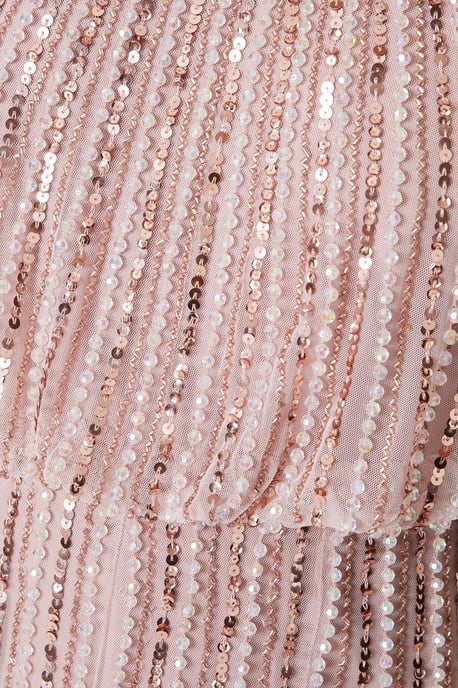 Linear Sequin Embellished Long Sleeve Midi Dress - Image 5