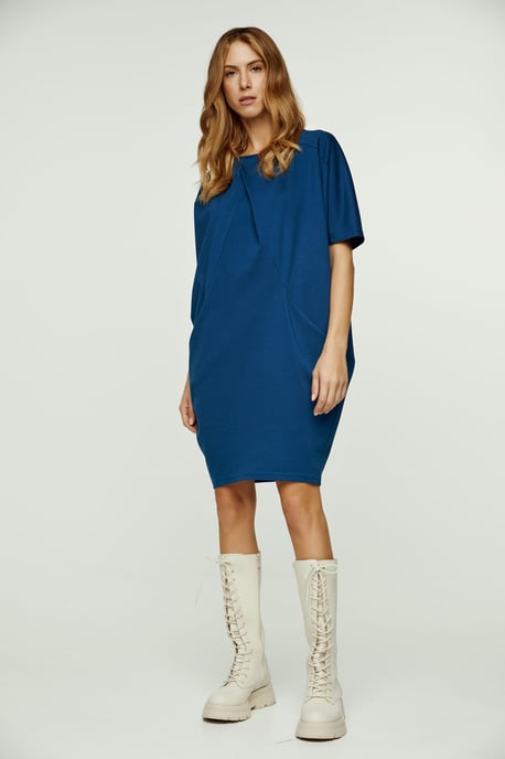 Petrol Batwing Style Punto di Roma Dress