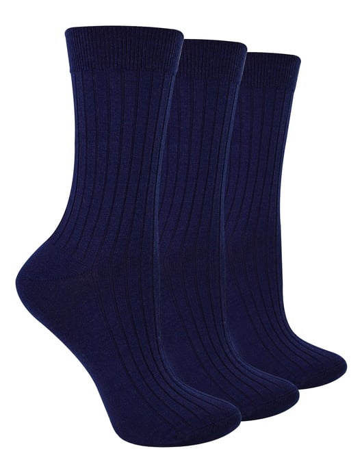 3 Paar Damen Original Merinowollsocken | Steven | Atmungsaktive dicke warme Stiefelsocken - Marineblau - Image 1