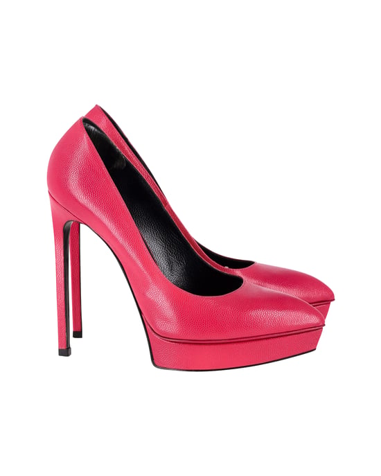 Saint Laurent Plateau-Pumps aus pinkfarbigem Leder - Image 1