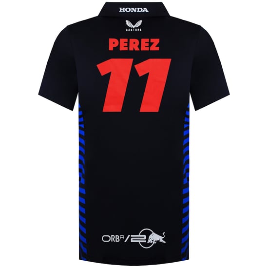 Red Bull Racing Offizielle Teamkollektion 11 Perez Herren Navy Polo-Shirt - Image 2