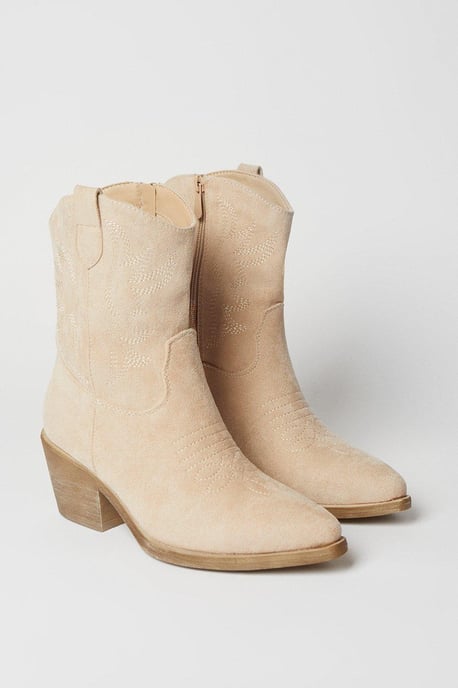 Karmi Stitch Detail Western Cowboy Ankle Boots