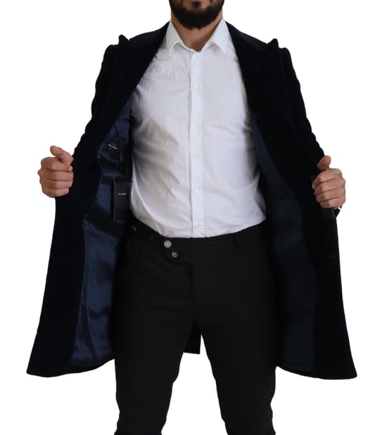 Dolce & Gabbana schwarzer Baumwoll-Cardigan langer Mantel Herrenjacke - Image 2
