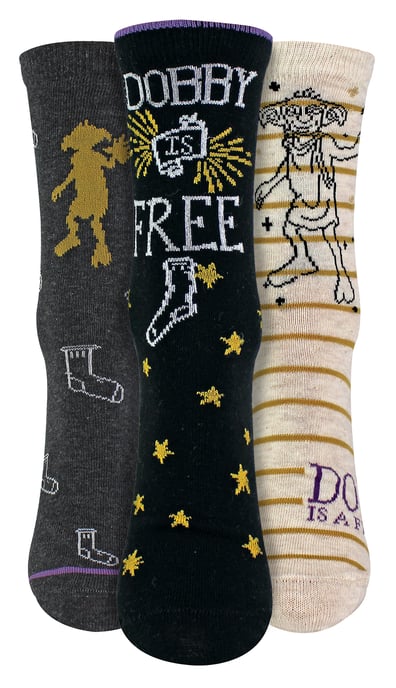 3 Paar Damen Dobby ist Frei Socken | Neuheit Harry Potter Socken - Sortiert - Image 1