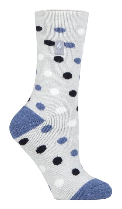 Heat Holders Lite - Isolierte Thermosocken für Damen | Mehrere Designs einschließlich Argyle Streifen Herzen Sterne | Warme Socken für den Winter - Hellgrau / Denim (Malaga) - Image 1