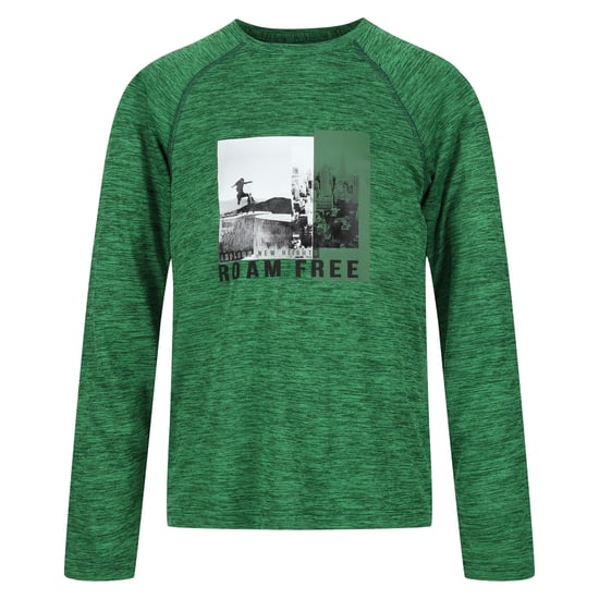 Regatta Childrens/Kids Burnlee Roam Free Graphic Print Marl T-Shirt (Field Green)