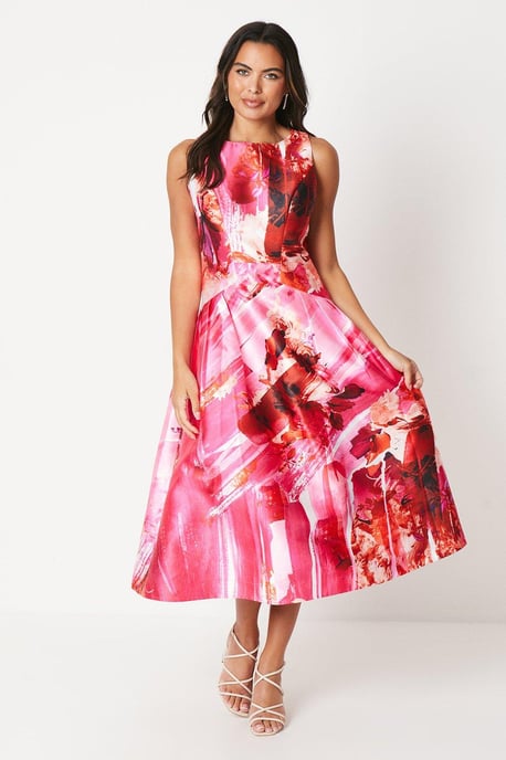Seam Detail Twill Midi Dress