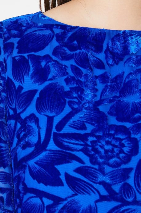 Floral Velvet Devore Midi Dress - Image 5