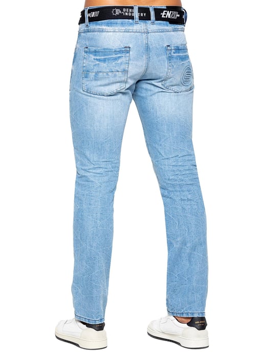 Enzo Herren Denim Straight Fit Jeans - Hellblau - Image 3