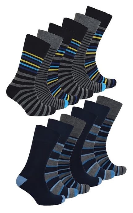 12 Paar Multipack Herren nicht elastische Bambus Socken | Extra Wide Soft Top Diabetiker freundliche Socken - sortiert - Image 1