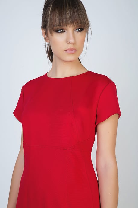 Rotes Kleid mit kurzen Ärmeln aus Stretch-Stoff - Image 2