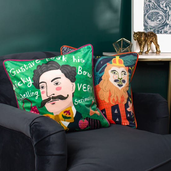 Kate Merritt Lion Piped Velvet Cushion Cover