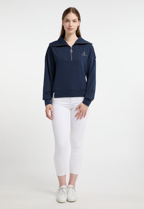 Dreimaster Oversized Sweatshirt Damen Dunkelmarine - Image 4