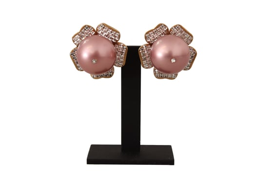Dolce & Gabbana Women's Gold Tone Maxi Faux Pearl Floral Clip-on Jewelry Earrings