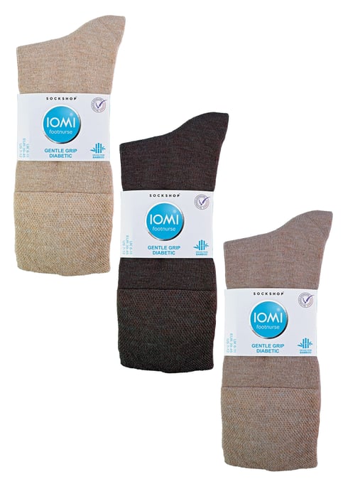 IOMI - 6 Pack Herren Diabetiker Bambus Socken | Extra breite nahtlose lose nicht elastische Socken - Braun - Image 2