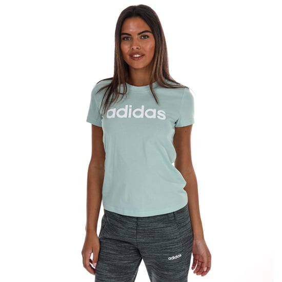 Women's adidas Essentials Linear Slim T-Shirt in Green White