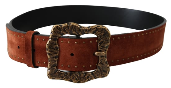 Dolce & Gabbana Men's Brown Suede Leather Studded Baroque Belt