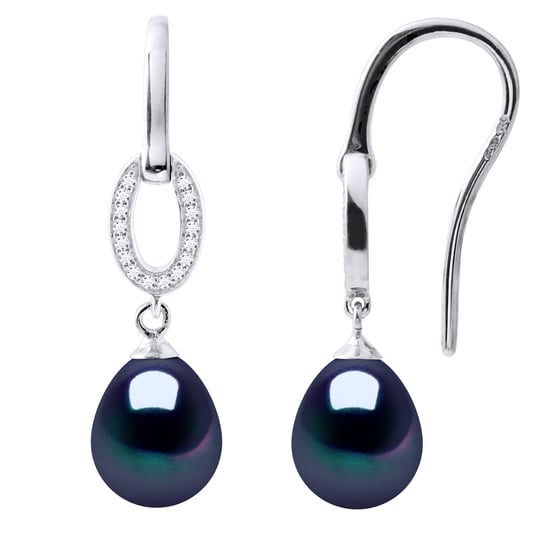 Earrings Hooks Freshwater Pearls 8-9mm Black Pears Jewelery 925