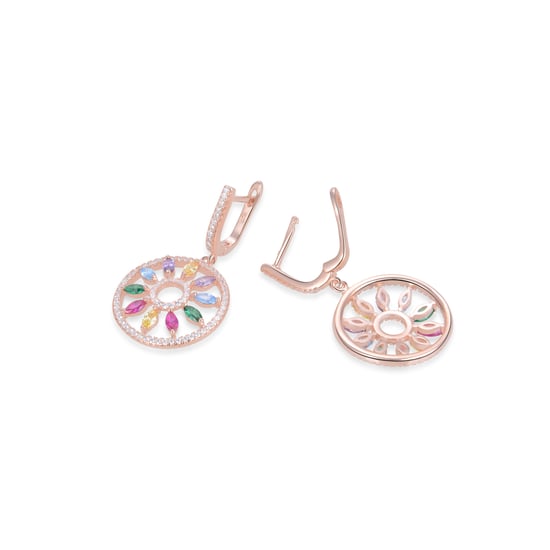 Luxus-Ohrringe mit katalanischem Mobel-Verschluss aus 925er Sterlingsilber und mehrfarbigen Zirkonia mit 18 kt Roségold plattiert - Image 3