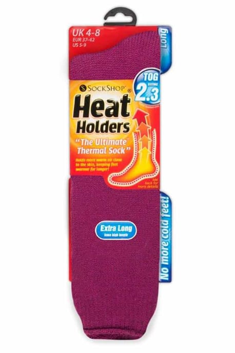 Extra lange Thermo-Socken für Damen in Cerise und Wein von Heat Holders - Image 2