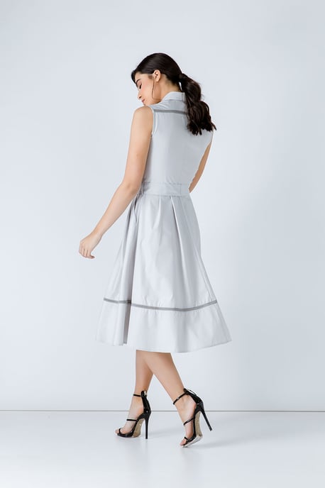 Grey Button Detail Dress