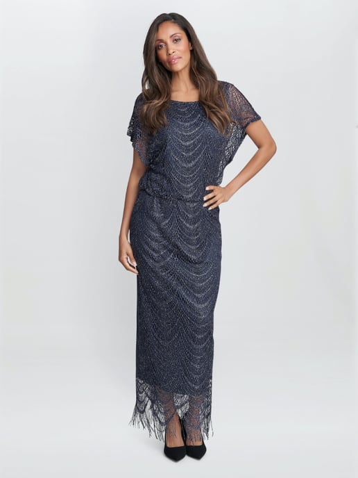 Arleen Long Blouson Fringe Hem Dress