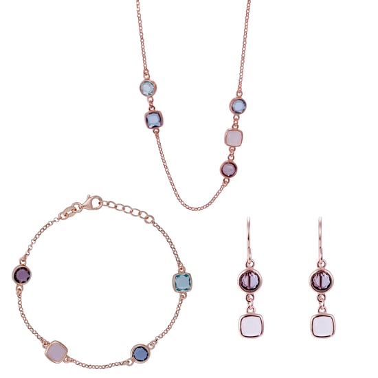 Orphelia 'Fawn' Damen 925 Sterling Silber Set: Kette + Armband + Ohrringe - Rose SET-7410 - Image 1