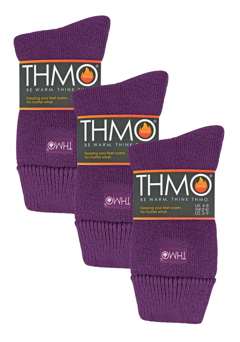 THMO - 3 Paar mit Fleece gefütterte, atmungsaktive Damen-Slipper-Socken - Lila - Image 2