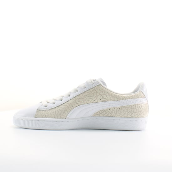 Puma Basket Crocodile White Leather Mens Lace Up Trainers 358872 01