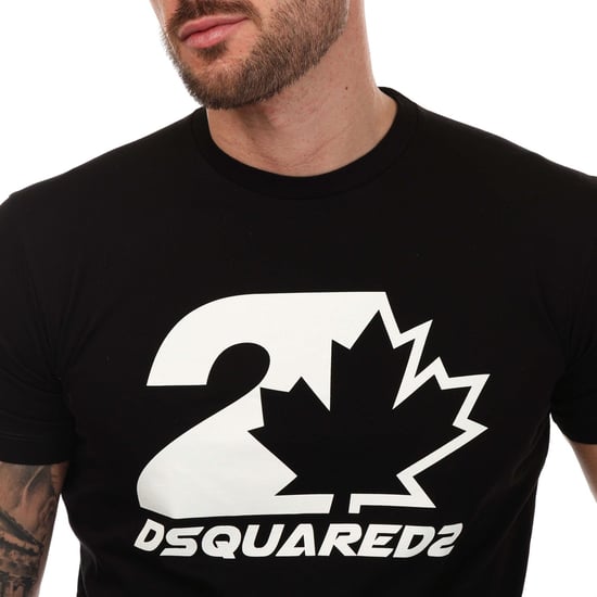 T-shirt Maple Leaf Logo DSquared2 Pour Homme en Noir - Image 3