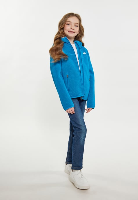 Schmuddelwedda Strickfleeceblouson Mädchen (Kids) Cyanblau Melange - Image 2