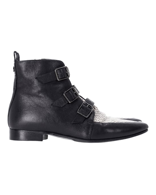 Jimmy Choo Marlin Schlangenprint-Ankle Boots aus schwarzem Leder - Image 1