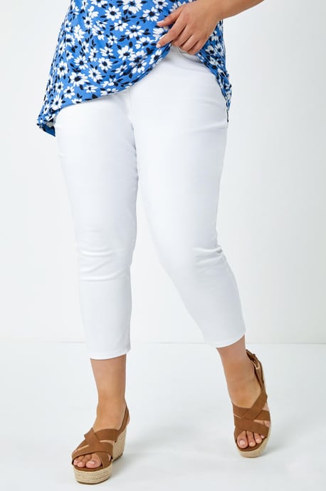 Curve Elastic Waist Cropped Denim Jeggings