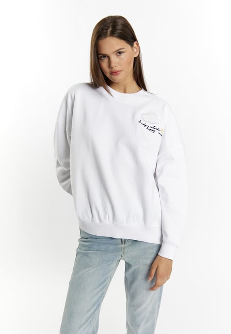 Mymo Sweatshirt mit Rundhalsausschnitt Damen weiss - Image 3