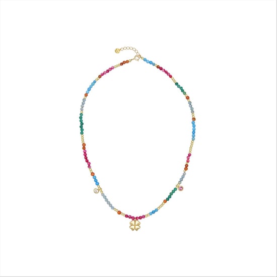 Luxenter Mafayaz necklace in 925 sterling silver and pink crystal with 18k yellow gold finish