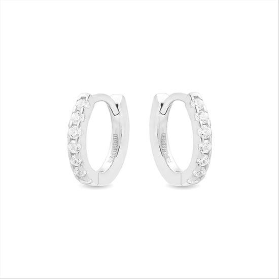 Luxenter Creolenring, 925er Sterlingsilber und rhodinierte, glänzende Zirkoniasteine - Image 2