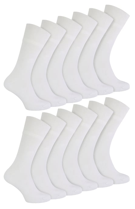IOMI - 12 Paar Multipack Herren Diabetiker Bambus Socken | Extra breite nahtlose Socken mit nicht elastischen sanften Grip Top - Weiß - Image 1
