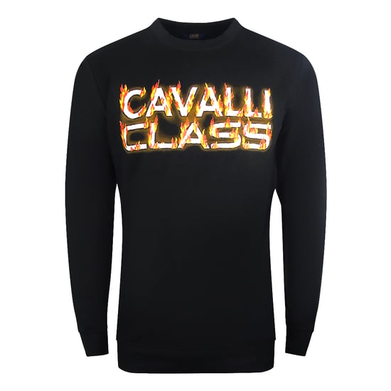 Cavalli Class Fire Logo Design Schwarzes Sweatshirt - Image 1