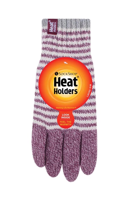 Heat Holders - Gestreifte, mit Fleece gefütterte Thermohandschuhe für Damen - Image 2