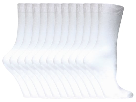 Einfarbige Damensocken mit hohem Baumwollanteil | 12 Paar Multipack | Socken-Snob | Dünne, bequeme, farbenfrohe Crew-Söckchen für Damen in Weiß - Image 1