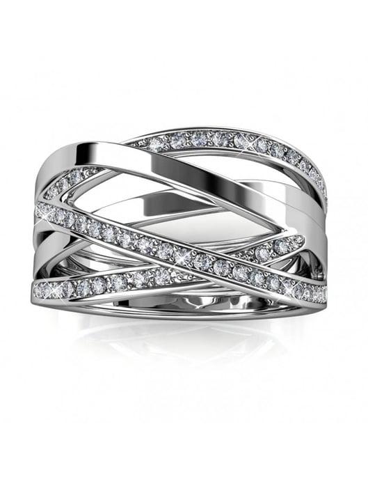 Criss Cross Ring - Silber und Kristall - Image 4