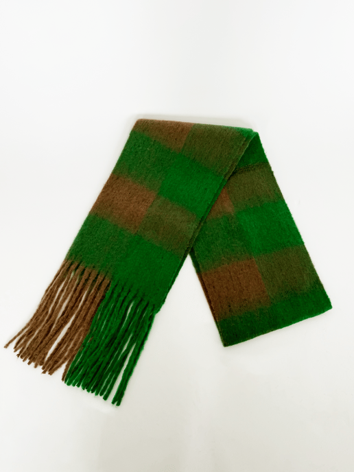 Khaki Trapper & Brown Green Check Scarf Set - Mens