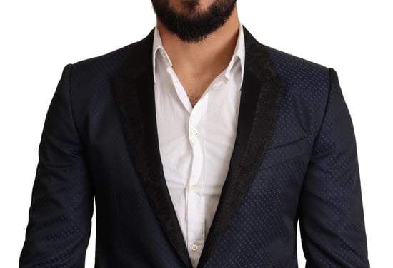 Dolce & Gabbana - Veste blazer MARTINI en laine bleue pour hommes, coupe étroite - Image 4
