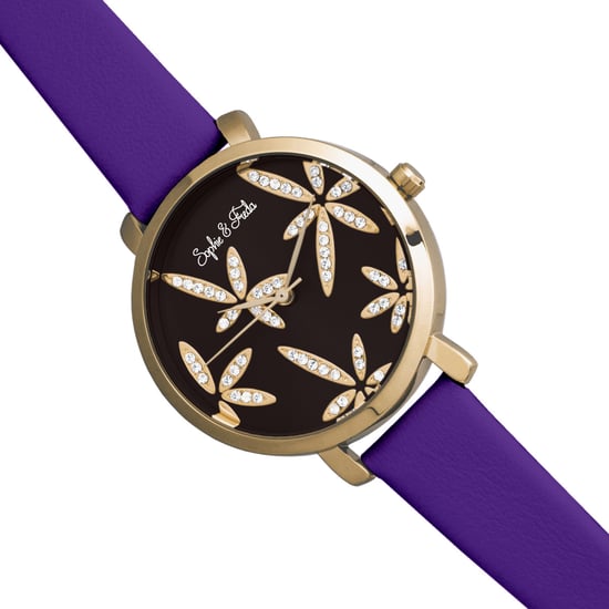 Sophie & Freda Key West Leather-Band Watch w/Swarovski Crystals