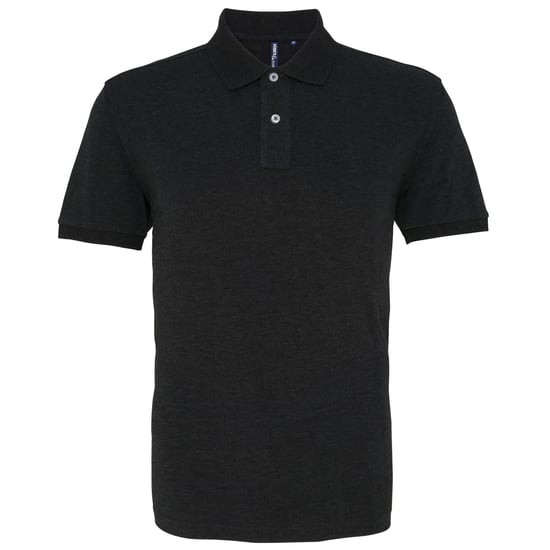 Asquith & Fox Mens Plain Kurzarm-Poloshirt (Black Heather) - Image 1